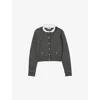 Sandro Womens Grey Ruffled-collar Long-sleeve Wool-blend Cardigan In Gray