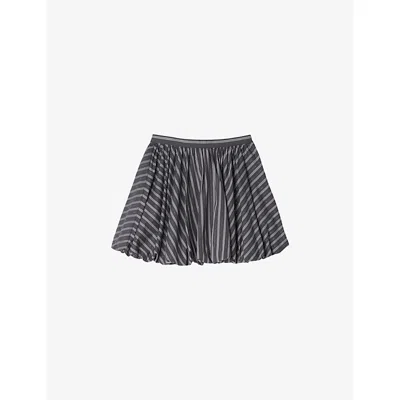 SANDRO WOMENS SANDRO STRIPED RHINESTONE-EMBELLISHED COTTON MINI SKIRT
