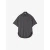 Sandro Womens Striped Rhinestone-embellished Cotton Shirt Grey