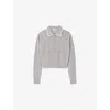 Sandro Womens Grey Zipped Beaded-collar Wool And Cashmere-blend Cardigan In Gray