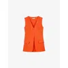 Sandro Linen-blend Sleeveless Blazer In Jaunes / Oranges