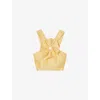 Sandro Womens Jaunes / Oranges Ruffle-detail Sleeveless Linen-blend Crop Top