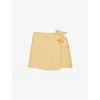 Sandro Womens Jaunes / Oranges Ruffle-detail Wrap Linen-blend Mini Skirt