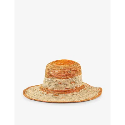 Sandro Raffia Two Tone Sun Hat In Jaunes / Oranges