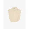 Sandro Womens  Lace-trim Sleeveless Linen-blend Shirt In Jaunes / Oranges