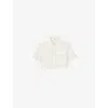 Sandro Womens Naturels Lace-trim Striped Cropped Cotton And Linen-blend Shirt
