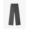 Sandro Womens Light Grey Wide Straight-leg Stretch-woven Trousers In Gray