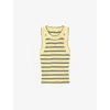 Sandro Womens Light Yellow Stripe-print Knitted Vest Top In Yellow