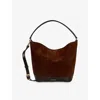 Sandro Womens Mahogany Logo-embossed Suede Shopper Tote In Brown