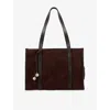 Sandro Womens Mahogany Soft Suede Shopper Tote In Brown
