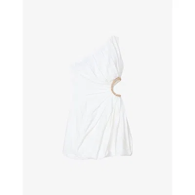 Sandro Womens Naturels Asymmetric Sleeveless Woven Mini Dress In White