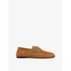 Sandro Womens Naturels Contrast-lace Suede Boat Shoes In Naturels