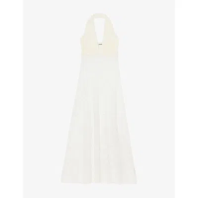 Sandro Womens Naturels Halterneck Knitted Maxi Dress