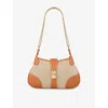 Sandro Womens Naturels Hardware-embellished Canvas And Leather Shoulder Bag In Naturels