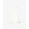 Sandro Womens  Lace-trim Short-sleeve Linen-blend Mini Dress In Naturels