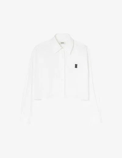 Sandro Kim Cotton Crop Button-up Shirt In White