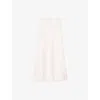 Sandro Womens Naturels Logo Lace-waistband Floaty-hem Satin Midi Skirt In Naturels