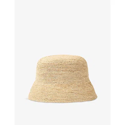 Sandro Womens Naturels Logo-tag Raffia Bucket Hat