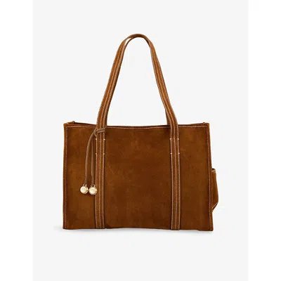 Sandro Womens Medium Suede Shopping Tote Naturels