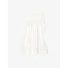 Sandro Womens Mid-rise Lace-insert Cotton Maxi Skirt Naturels In Naturels