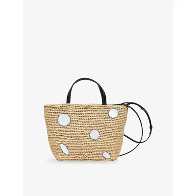 Sandro Womens Naturels Mirror Raffia Bucket Bag