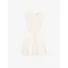 Sandro Womens Naturels Pleated Cut-out Linen-blend Mini Dress