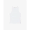 Sandro Womens Naturels Round-neck Sleeveless Cotton T-shirt In Naturels