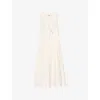Sandro Womens Naturels Sleeveless Bow-front Stretch-cotton Midi Dress In Naturels