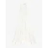 Sandro Womens Naturels Sleeveless Lace-trim Linen-blend Maxi Dress
