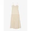 Sandro Pleated Maxi Dress In Naturels