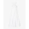 Sandro Womens Naturels Wrap-neck Flared-skirt Cotton Midi Dress In White