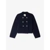 Sandro Womens Navy Blue Collared Double-breasted Wool Cardigan In Blue