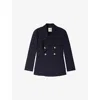 Sandro Womens Navy Blue Double-breasted Slim-fit Wool-blend Blazer In Blue