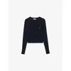 Sandro Womens Navy Blue Fine Knit Cardigan In Blue