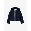 Sandro Womens Navy Blue Hooded Side-pocket Woven Jacket In Blue
