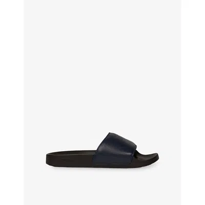 Sandro Womens Navy Blue Logo-embossed Leather Sandals Eur 41 / 7 Uk