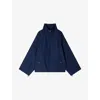 Sandro Womens Navy Blue Oversized Brand-embroidered Woven Jacket