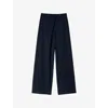 Sandro Womens Navy Blue Straight-leg Mid-rise Woven Trousers In Navy
