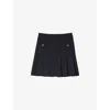 Sandro Womens Striped Flared Stretch-wool Mini Skirt Navy Blue In Blue