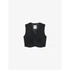 Sandro Womens Navy Blue Striped Rhinestone-embellished Sleeveless Stretch Wool-blend Jacket In Blue