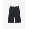 Sandro Womens Navy Blue Striped Rhinestone-embellished Stretch Wool-blend Shorts In Blue