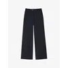Sandro Womens Striped Straight-leg Stretch Wool-blend Trousers Navy Blue In Blue