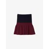 Sandro Womens Navy Blue Two-tone Pleated Knitted Mini Skirt In Blue