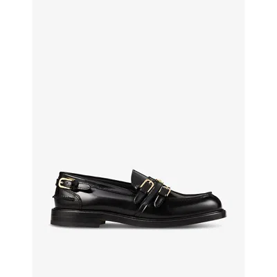 SANDRO WOMENS SANDRO BUCKLE POLISHED LEATHER LOAFERS