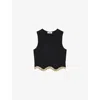 Sandro Cropped Sweater With Chain Detail In Noir / Gris