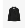 Sandro Womens  Double-breasted Notch-lapel Linen-blend Blazer In Noir / Gris