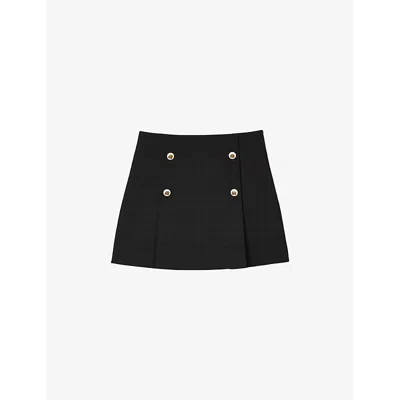 Sandro Womens  Flared Woven Mini Skirt In Noir / Gris