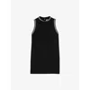 Sandro Womens  Rhinestone-embellished Round-neck Sleeveless Stretch-woven Mini Dress In Noir / Gris