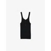 Sandro Womens  Scoop-neck Ribbed Cotton-blend Vest Top In Noir / Gris