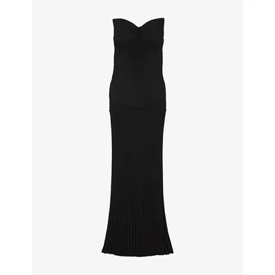 Sandro Womens  Strapless Sweetheart-neck Knitted Maxi Dress